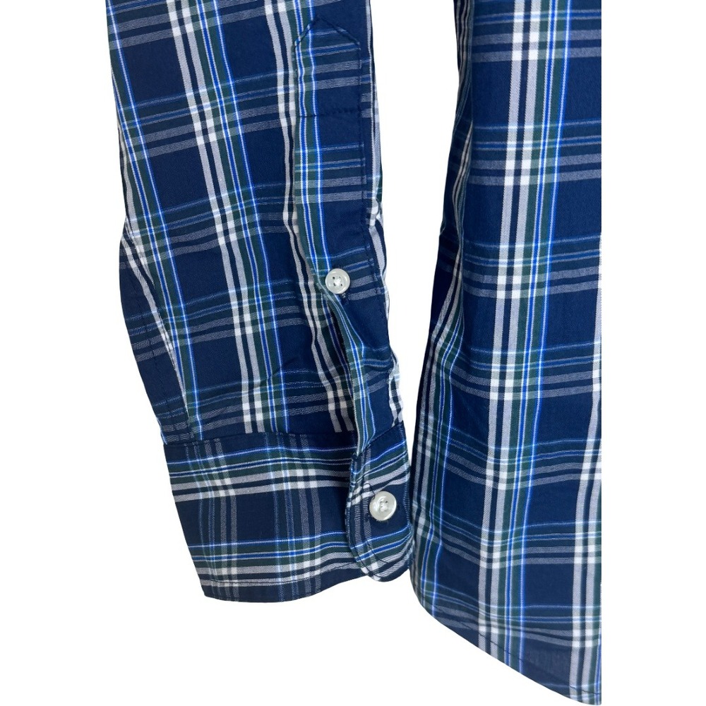 Chaps Button Down Shirt Mens Medium Dark Blue Plaid Stretch Easy Care LongSleeve - Picture 4 of 11